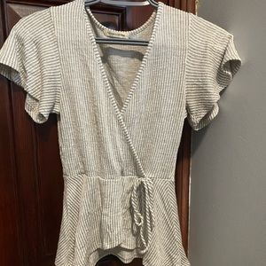 Striped crossover shirt